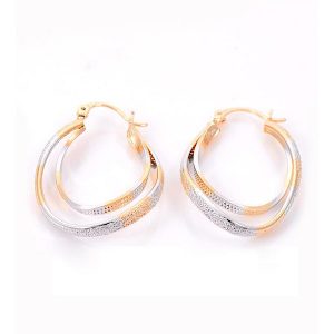 Double layer textured Rose Gold and platinum plated Earrings EARRINGS