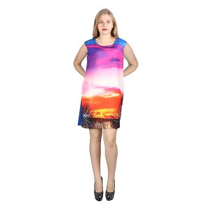 Digital Printed Silk Knit Sheath Dress