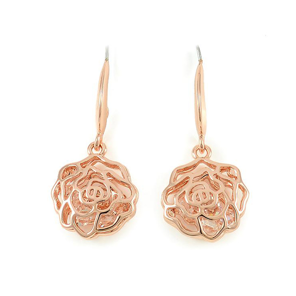 New style Rose Gold plated double layer European Floral dangling Earrings