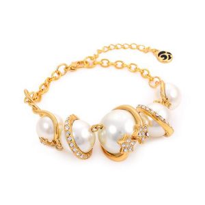 Innovative Bracelet With Venetian Pearls & Rhinestones