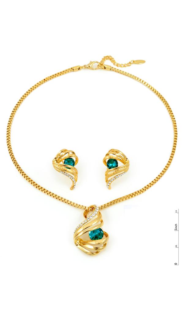 Gold Plated, Africa and Middle East style, beautifully shaped crystal and rhinestone, 2 Pieces Jewelry Set