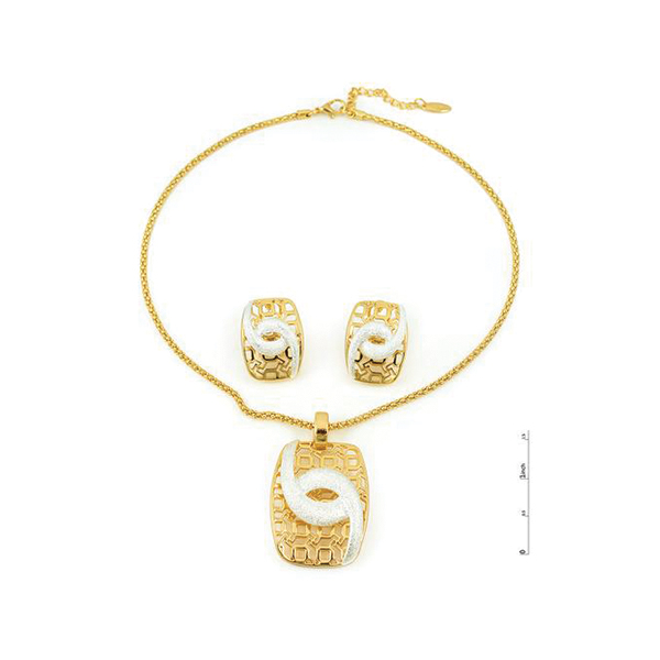 Gold and platinum plated 2 pieces jewellery set with hollow out shape