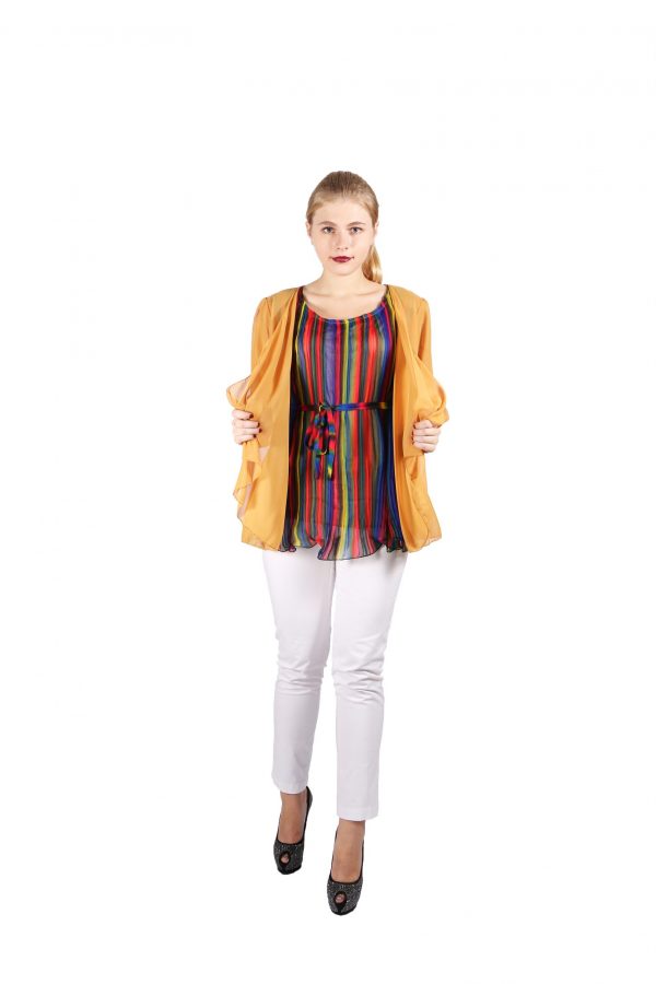 Accordion pleat cardigan style Top CLOTHING