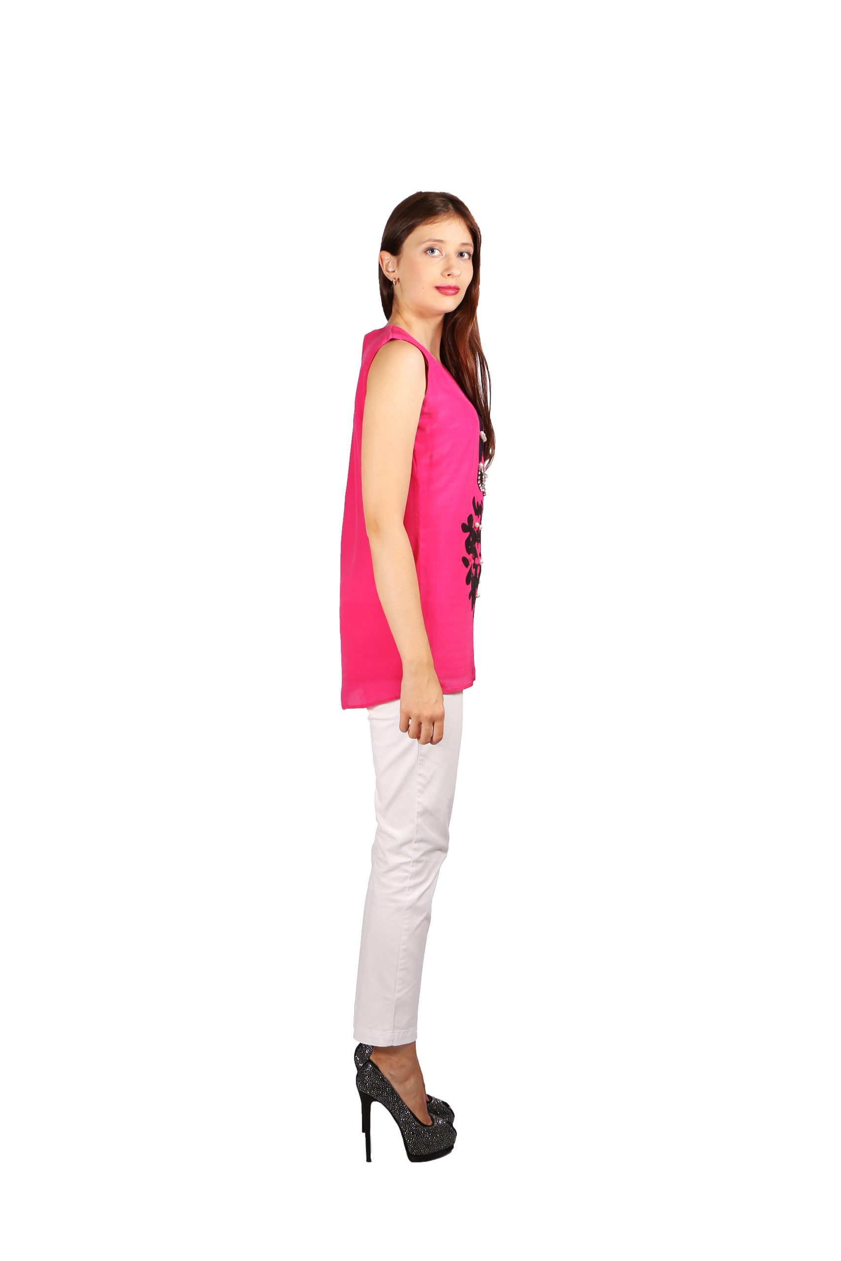 Pearl embellished Digital Print Top