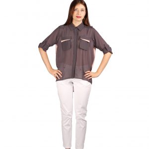 Contrast Shirt with box pleat pockets