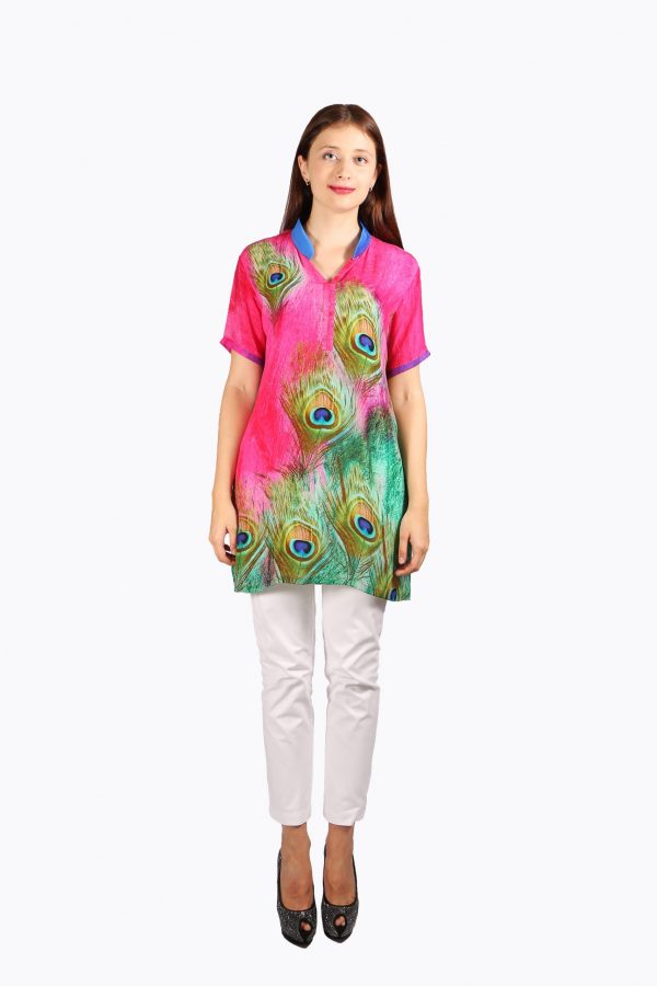 Digital peacock feather Print tunic CLOTHING
