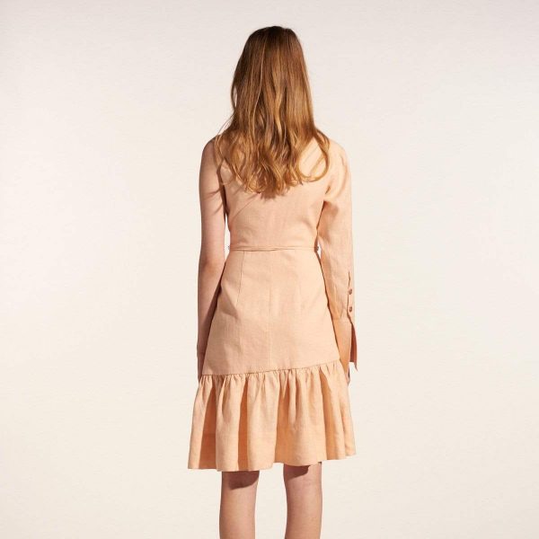 Asymmetric  Sleeve Flounce Hem Short Dress