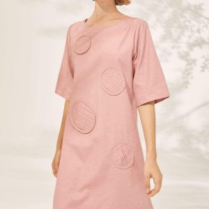 taktai dress s pink bubble pin tuck tunic dress