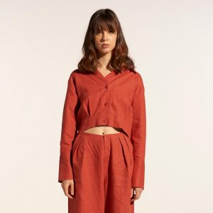 taktai shirt asymmetric crop shirt