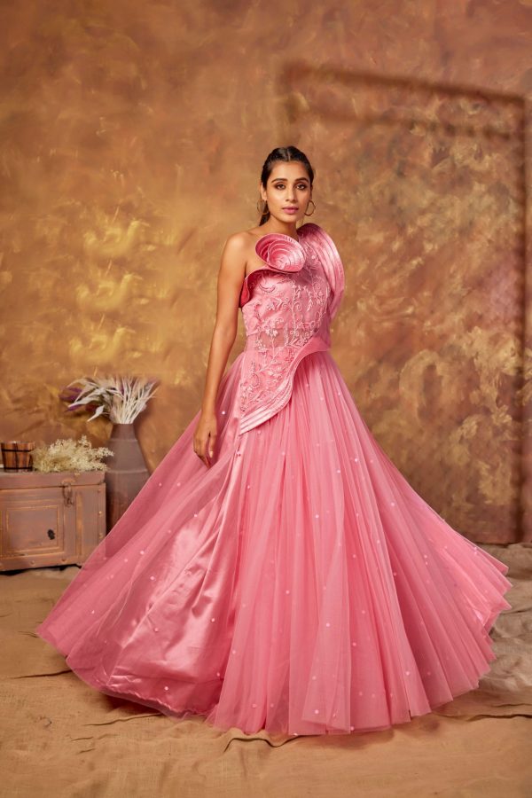 Elegant Pastel shades party evening Gown (3 colors)