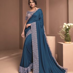 Trendsetting Teal Saree CLOTHING