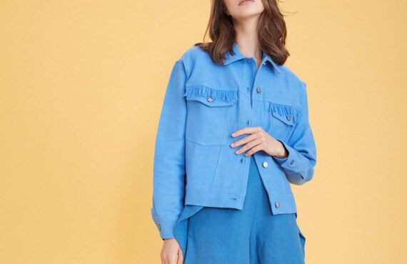 Taktai Jacket Blue Oversized Fringe Jacket 15318300098663